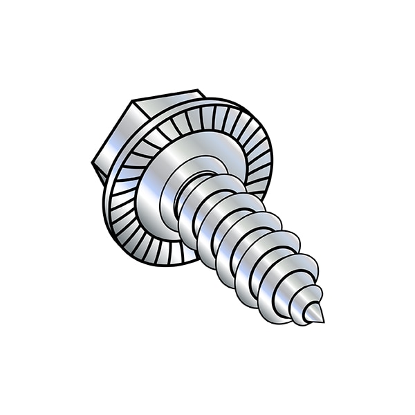 Sheet Metal Screw, 1/4" x 1 in, Zinc Plated Steel Flange Hex Head External Hex Drive, 2000 PK