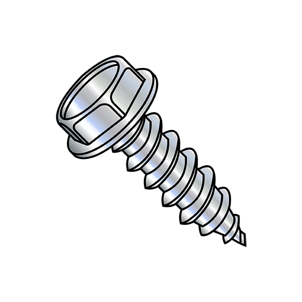 #4-24 x Steel, Zinc Plated Finish, 10000 PK Hex Drive