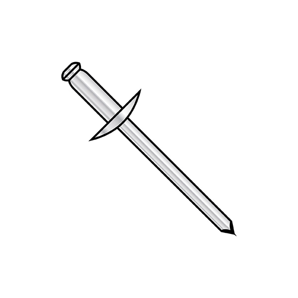 Blind Rivet, Large Flanged Head, 1/8 in Dia., 0.525 in L, Aluminum Body, 9000 PK