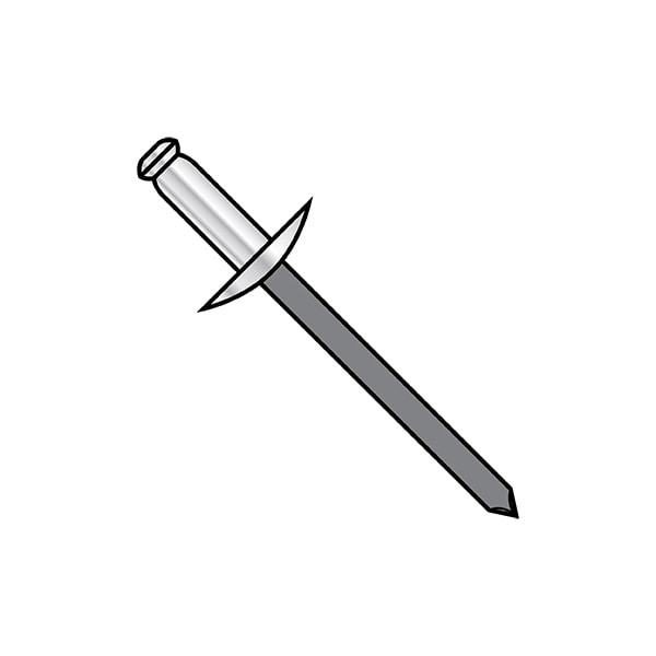 Blind Rivet, Large Flanged Head, 1/8 in Dia., 0.525 in L, Aluminum Body, 6000 PK