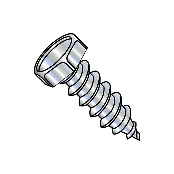 Sheet Metal Screw, #6-18 x 1/2 in, Zinc Plated Steel Flange Hex Head External Hex Drive, 10000 PK