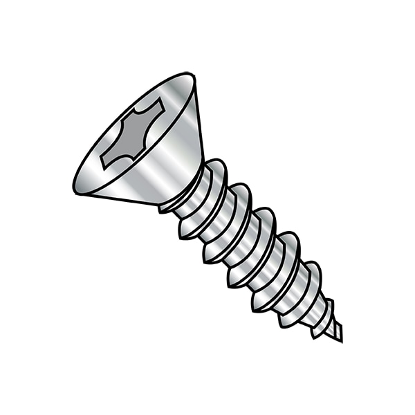 Sheet Metal Screw, #8 x 1/2 in, Plain Stainless Steel Flat Head Phillips Drive, 5000 PK