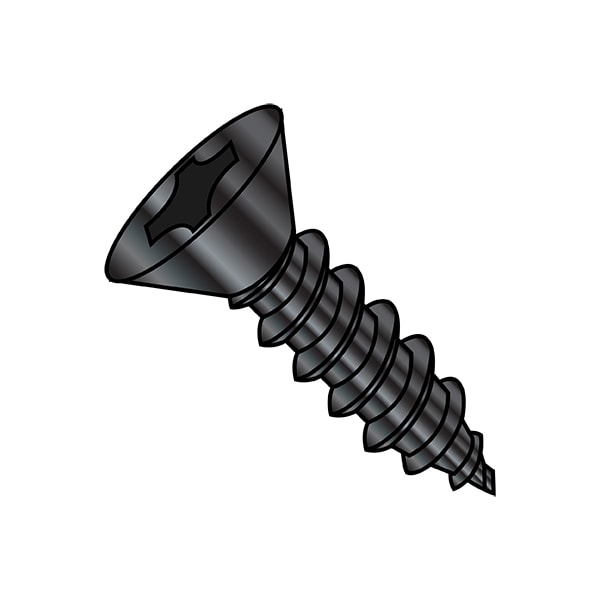 Sheet Metal Screw, #8-15 x 1-1/4 in, Zinc Black Steel Flat Head Phillips Drive, 5000 PK