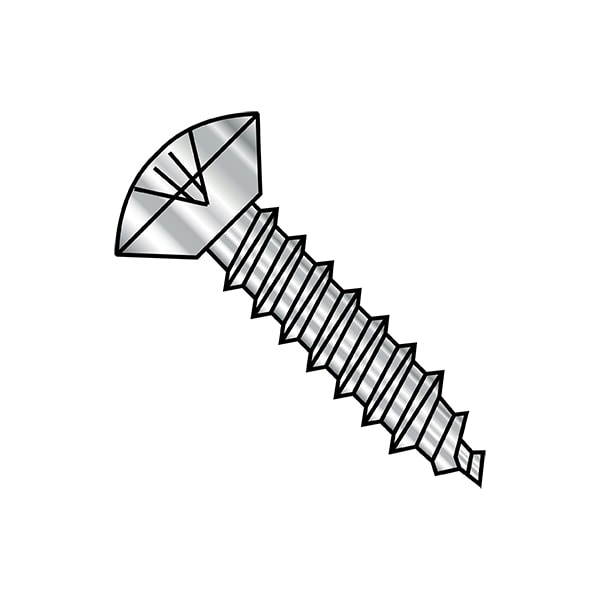 Sheet Metal Screw, #8-15 x 3/8 in, Plain 18-8 Stainless Steel Oval Head Phillips Drive, 5000 PK