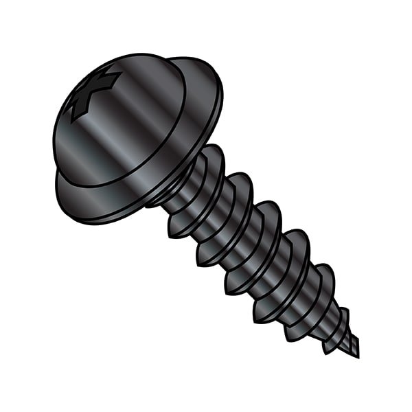 Sheet Metal Screw, #8 x 1 in, Zinc Black Steel Round Head Phillips Drive, 4000 PK