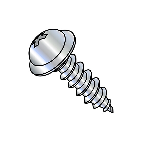 Sheet Metal Screw, #8 x 1 in, Chrome Plated Finish, 4000 PK Round Head Phillips Drive
