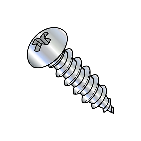 Sheet Metal Screw, #8 x 1 in, Zinc Plated Stainless Steel Round Head Phillips Drive, 5000 PK