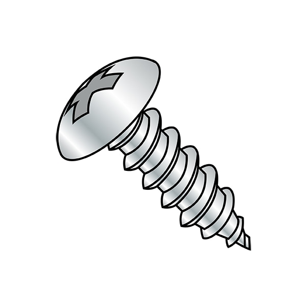 Sheet Metal Screw, #6-18 x 5/8 in, Zinc Plated Stainless Steel Truss Head Phillips Drive, 10000 PK