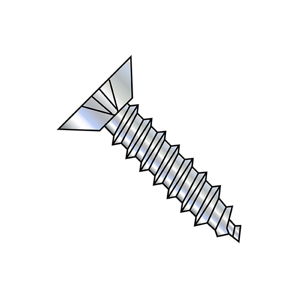 Sheet Metal Screw, #6-18 x 3/4 in, Zinc Plated Stainless Steel Flat Head Phillips Drive, 10000 PK