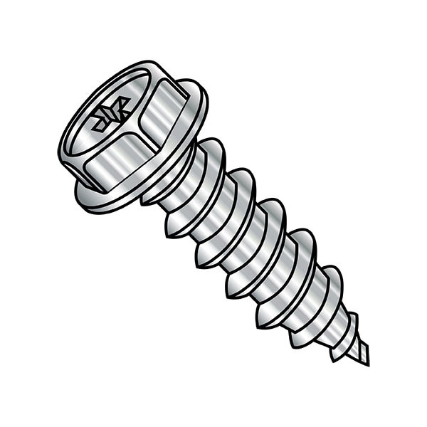 Sheet Metal Screw, #6-18 x 1 in, Steel Flange Hex Head Phillips Drive, 5000 PK
