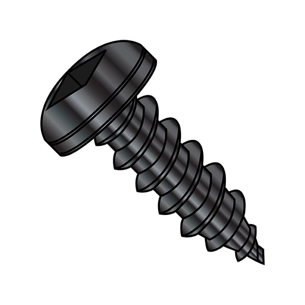 Thread Forming Screw, #8-15 x 1-1/2 in, Black Oxide Steel Pan Head Square Drive, 3000 PK