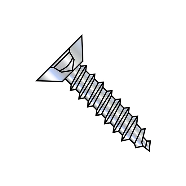 Sheet Metal Screw, #8-15 x 1/2 in, Zinc Plated Steel Flat Head Square Drive, 10000 PK