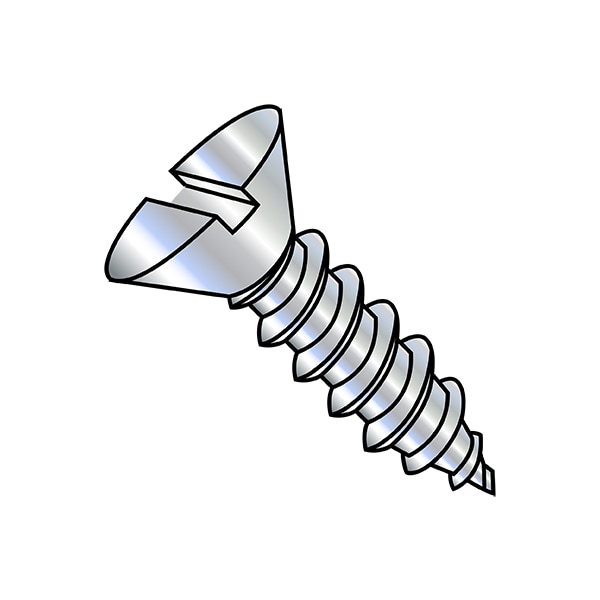 Self-Drilling Screw, #8-15 x 1-1/2 in, Zinc Plated Steel Flat Head Slotted Drive, 4000 PK