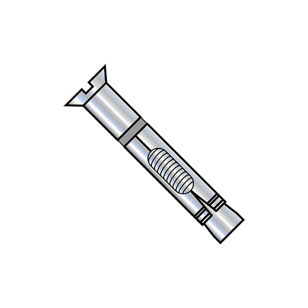 Sleeve Anchor, 1/4" Dia., 2" L, Steel Zinc Plated, 100 PK