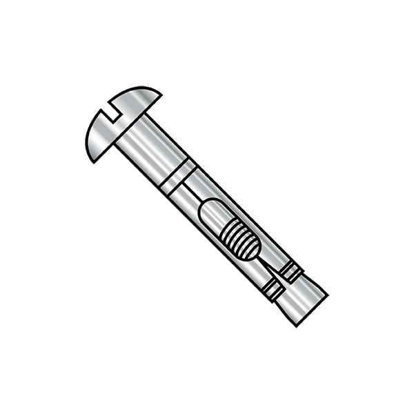Sleeve Anchor, 1/4" Dia., 2" L, 18-8 Stainless Steel Plain, 100 PK