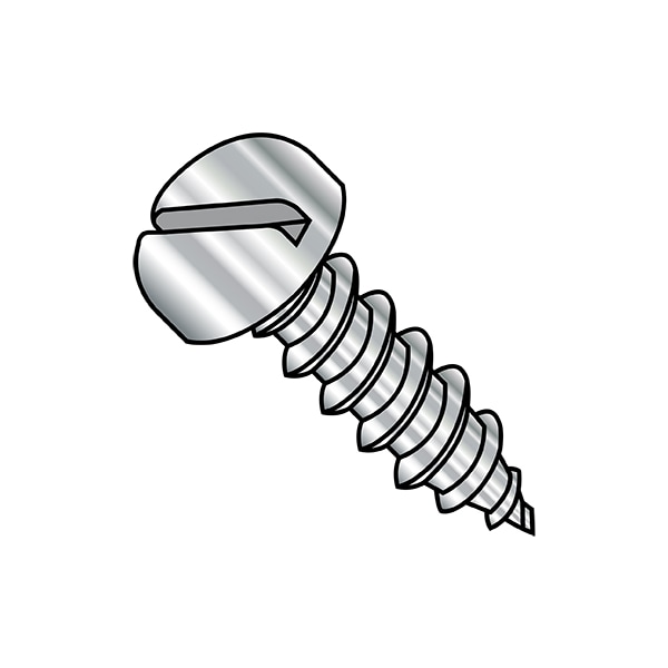 Self-Drilling Screw, #8-15 x 5/8 in, Plain 18-8 Stainless Steel Pan Head Slotted Drive, 4000 PK