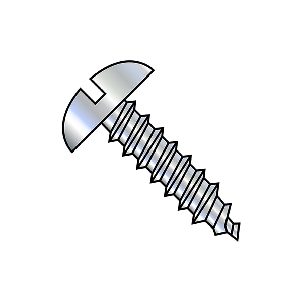 Sheet Metal Screw, #6-18 x 3/8 in, Zinc Plated Steel Round Head Slotted Drive, 5000 PK