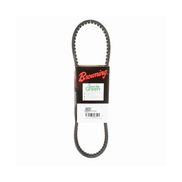 AX31 Cogged, Classical V-Belt, 33.2 in Outside Length, 1/2 in Top Width, 1 Ribs