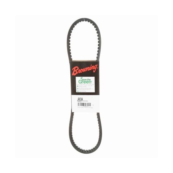 AX34 Cogged, Classical V-Belt, 36.2 in Outside Length, 1/2 in Top Width, 1 Ribs
