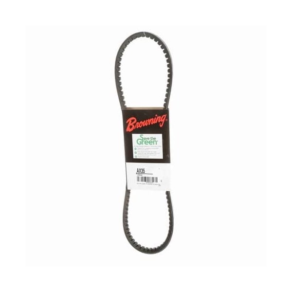 AX35 Cogged, Classical V-Belt, 36.2 in Outside Length, 1/2 in Top Width, 1 Ribs