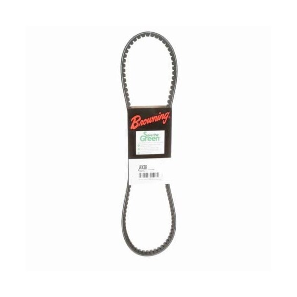 AX38 Cogged, Classical V-Belt, 40.2 in Outside Length, 1/2 in Top Width, 1 Ribs