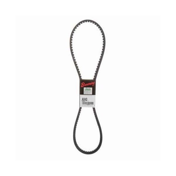 AX43 Cogged, Classical V-Belt, 45.2 in Outside Length, 1/2 in Top Width, 1 Ribs