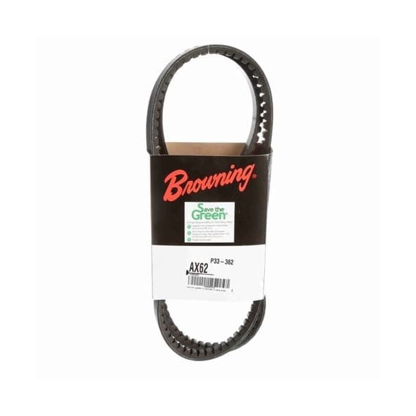 AX62 Cogged, Classical V-Belt, 64.2 in Outside Length, 1/2 in Top Width, 1 Ribs