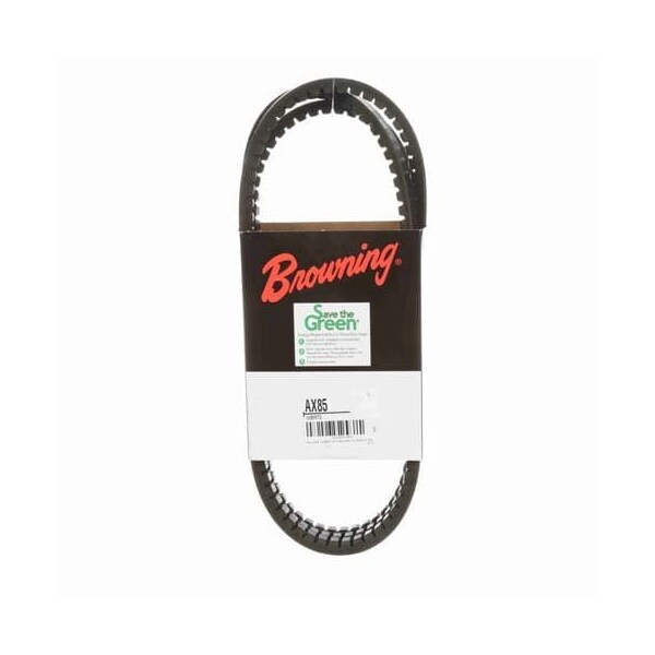 AX85 Cogged, Classical V-Belt, 87.2 in Outside Length, 1/2 in Top Width, 1 Ribs