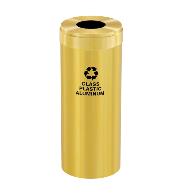 12 gal Round Recycling Bin, Satin Brass