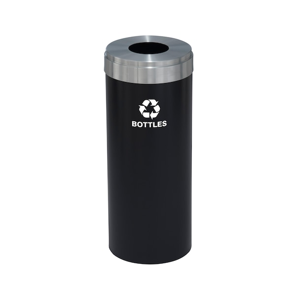 12 gal Round Recycling Bin, Satin Black/Satin Aluminum