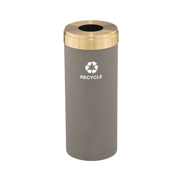 12 gal Round Recycling Bin, Nickel/Satin Brass