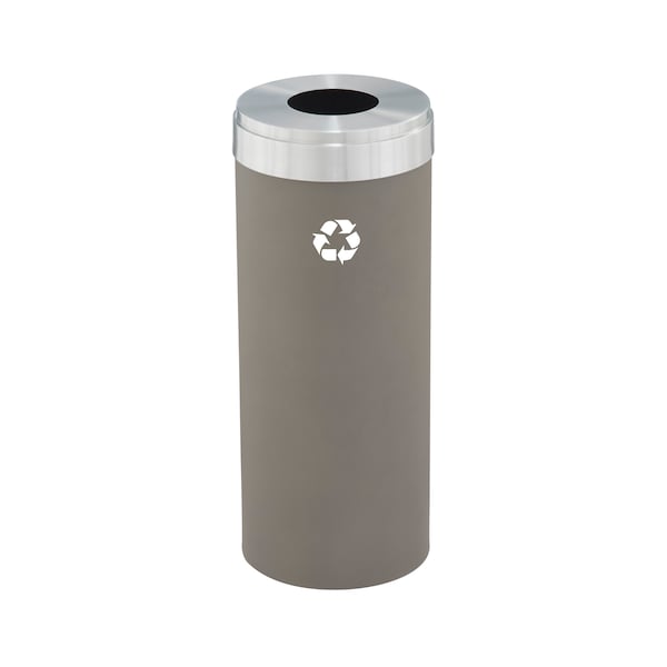 12 gal Round Recycling Bin, Nickel/Satin Aluminum