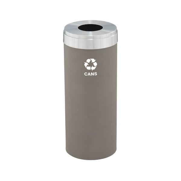 12 gal Round Recycling Bin, Nickel/Satin Aluminum