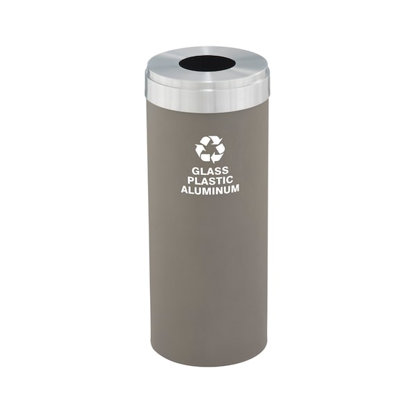 12 gal Round Recycling Bin, Nickel/Satin Aluminum