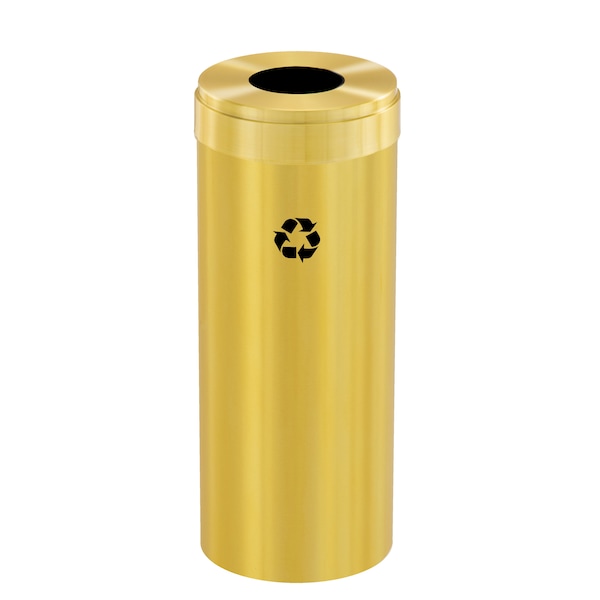 15 gal Round Recycling Bin, Satin Brass