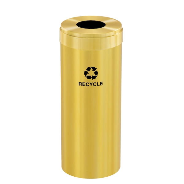 15 gal Round Recycling Bin, Satin Brass