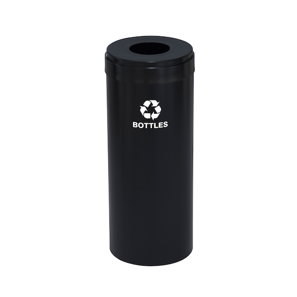 15 gal Round Recycling Bin, Satin Black