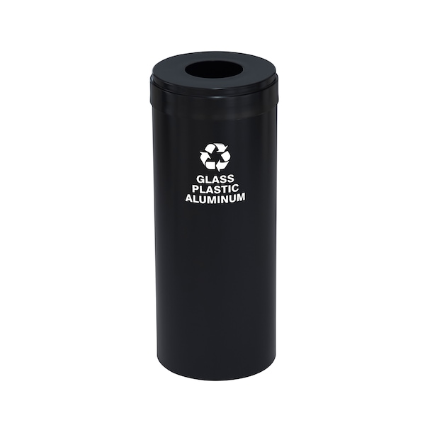 15 gal Round Recycling Bin, Satin Black