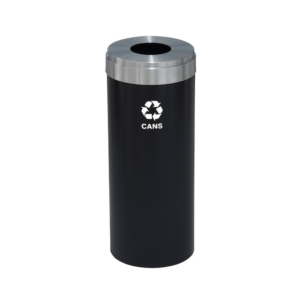 15 gal Round Recycling Bin, Satin Black/Satin Aluminum