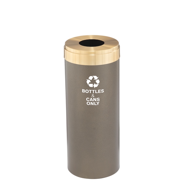 15 gal Round Recycling Bin, Bronze Vein/Satin Brass