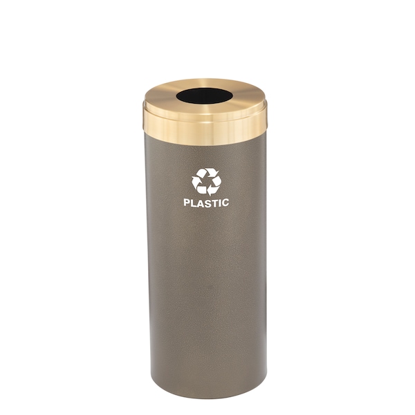 15 gal Round Recycling Bin, Bronze Vein/Satin Brass