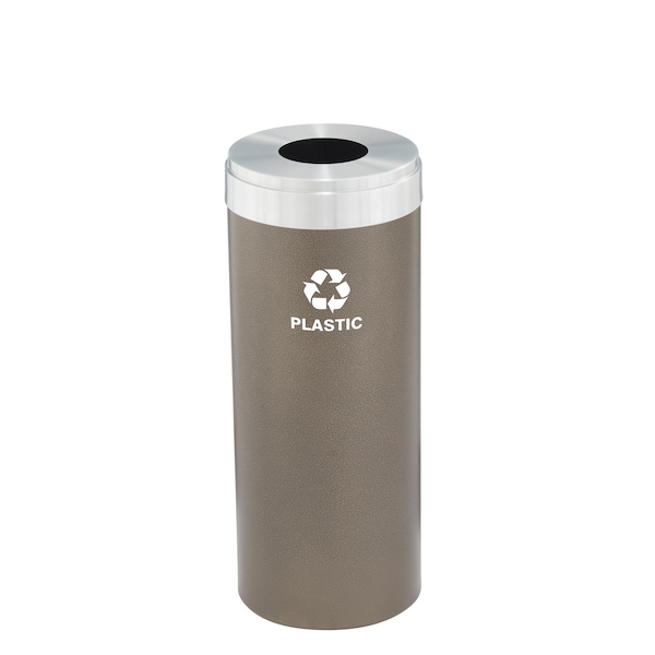 15 gal Round Recycling Bin, Bronze Vein/Satin Aluminum