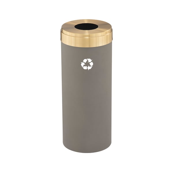 15 gal Round Recycling Bin, Nickel/Satin Brass