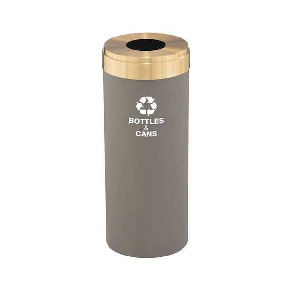 15 gal Round Recycling Bin, Nickel/Satin Brass
