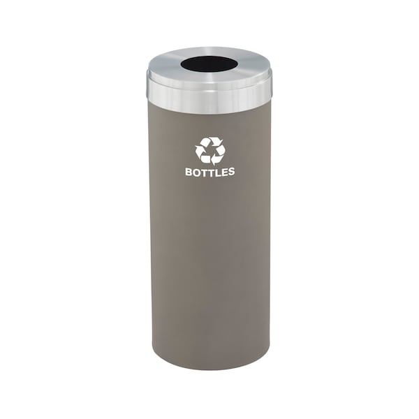 15 gal Round Recycling Bin, Nickel/Satin Aluminum