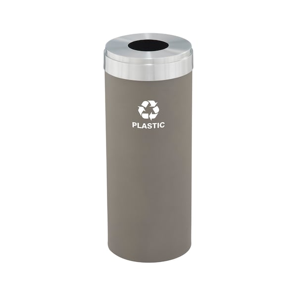 15 gal Round Recycling Bin, Nickel/Satin Aluminum
