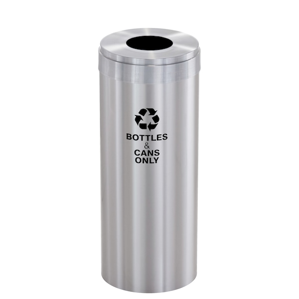 15 gal Round Recycling Bin, Satin Aluminum
