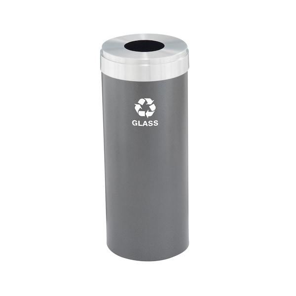 15 gal Round Recycling Bin, Silver Vein/Satin Aluminum