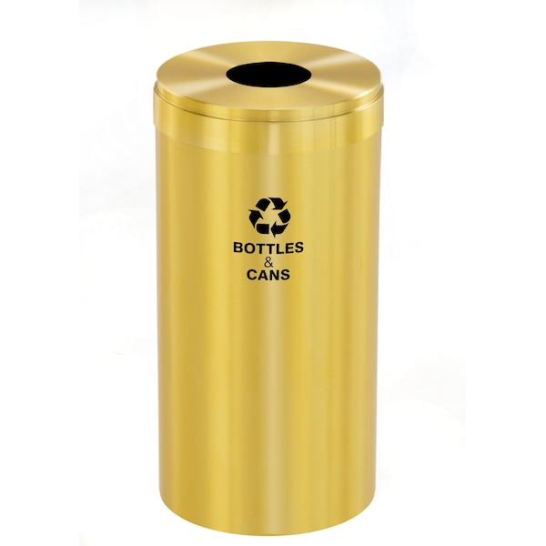 16 gal Round Recycling Bin, Satin Brass