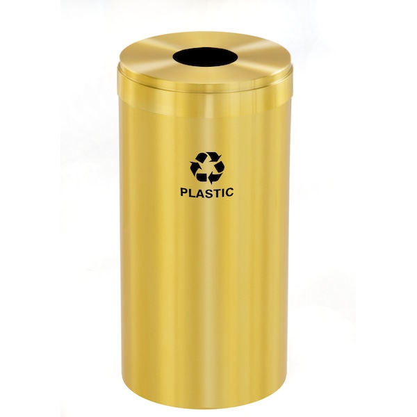 16 gal Round Recycling Bin, Satin Brass